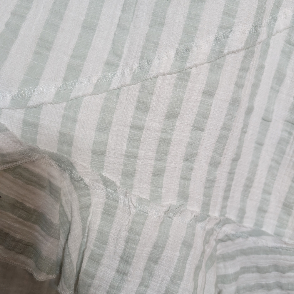 In Loom Seafoam Green And White Striped Gauze Mini Dress High Low Large NWT - Picture 7 of 14